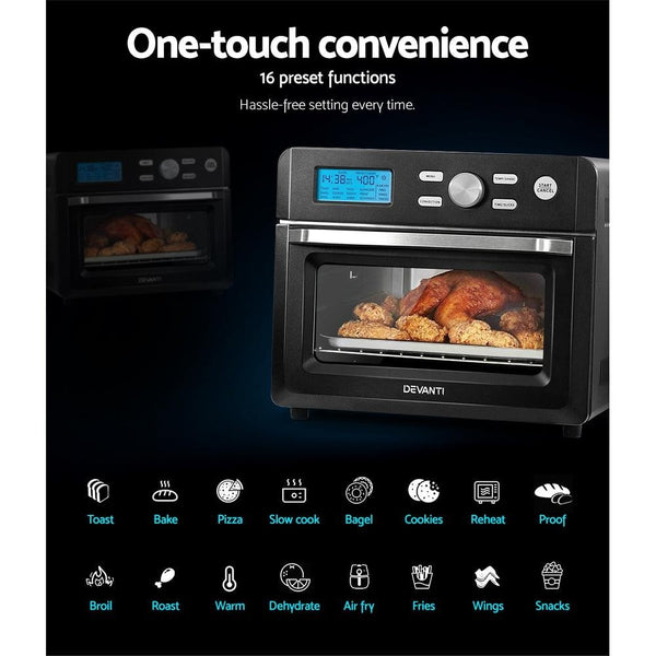 Devanti 20L Air Fryer Convection Oven Oil Free Fryers Kitchen Cooker Accessories Black Deals499