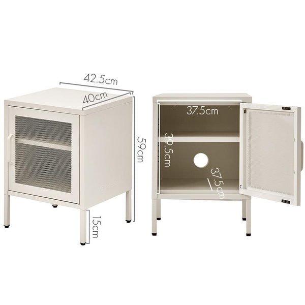 ArtissIn Mini Mesh Door Storage Cabinet Organizer Bedside Table White Deals499