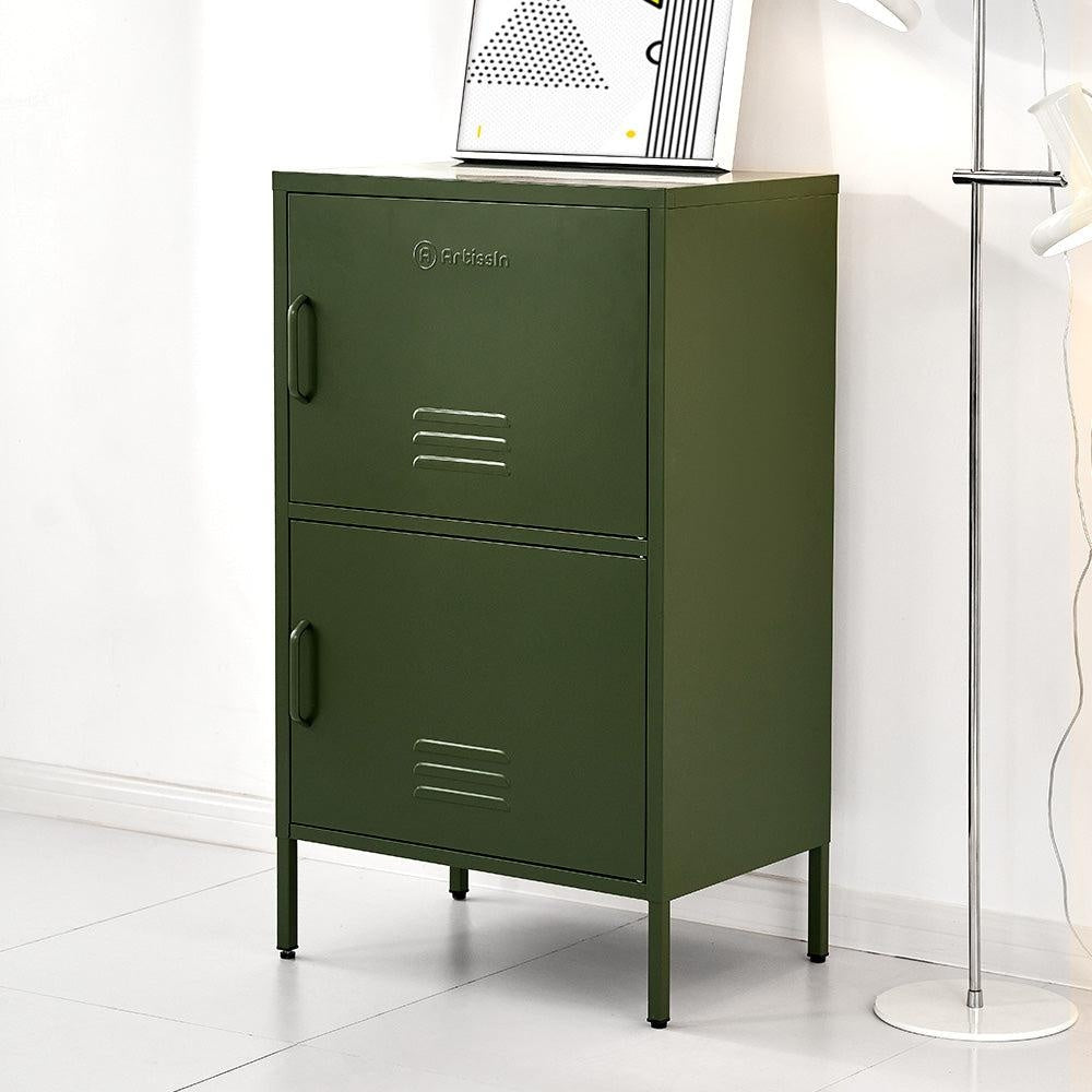 ArtissIn Double Storage Cabinet Shelf Organizer Bedroom Green Deals499