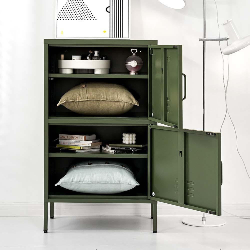 ArtissIn Double Storage Cabinet Shelf Organizer Bedroom Green Deals499