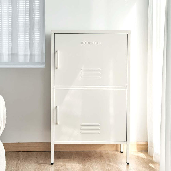 ArtissIn Double Storage Cabinet Shelf Organizer Bedroom White Deals499