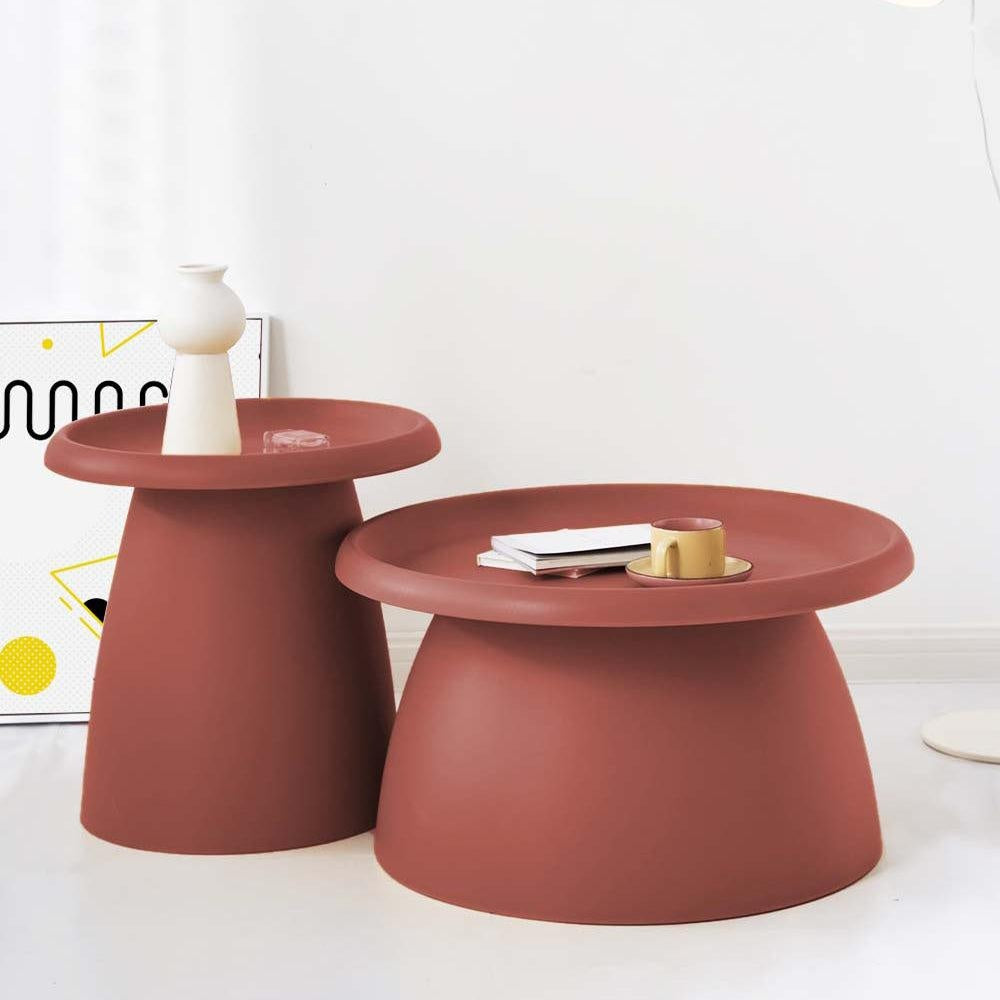 ArtissIn Coffee Table Mushroom Nordic Round Large Side Table 70CM Red Deals499