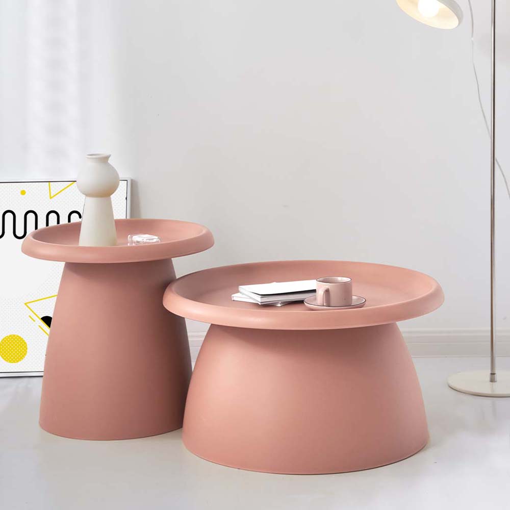 ArtissIn Coffee Table Mushroom Nordic Round Small Side Table 50CM Pink Deals499