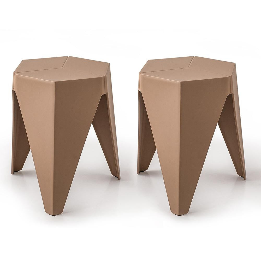 ArtissIn Set of 2 Puzzle Stool Plastic Stacking Stools Chair Outdoor Indoor Brown Deals499