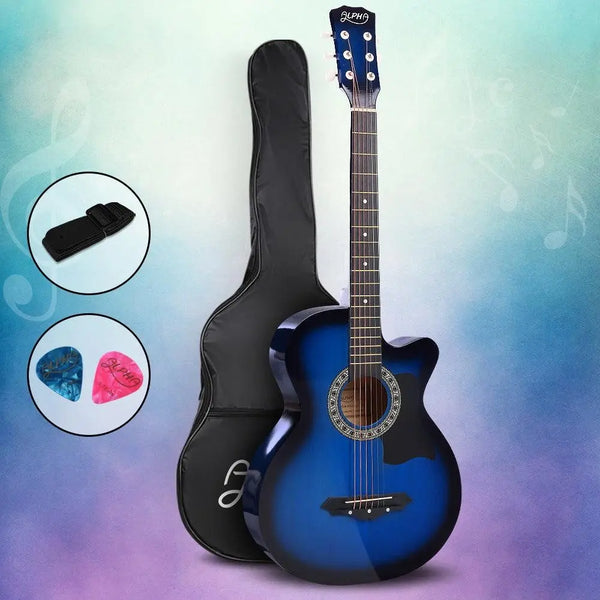 ALPHA 38 Inch Wooden Acoustic Guitar Blue Deals499