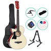 ALPHA 38 Inch Wooden Acoustic Guitar Left handed with Accessories set Natural Wood Deals499
