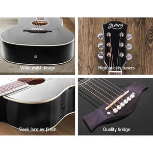 ALPHA 41 Inch Wooden Acoustic Guitar Black Deals499