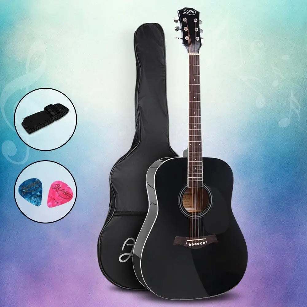 ALPHA 41 Inch Wooden Acoustic Guitar Black Deals499