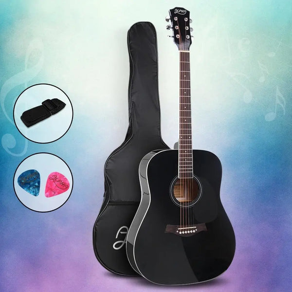 ALPHA 41 Inch Wooden Acoustic Guitar Black Deals499