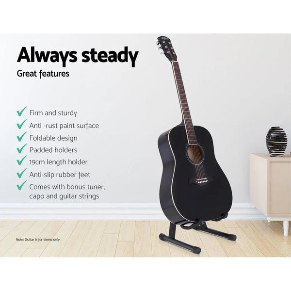 ALPHA Folding Acoustic Guitar Stand Bass Floor Rack Holder Accessories Pack Deals499