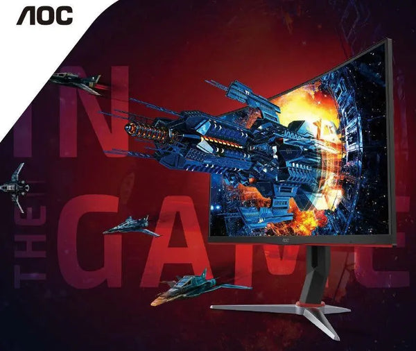 AOC 27' Curved VA QHD 1500R, Free-Sync Premium, 1ms, 144Hz, HDR Mode DP, HDMI, VGA, HAS, Flicker Free, Low Blue Mode, VESA 100x100 Gaming Monitor AOC