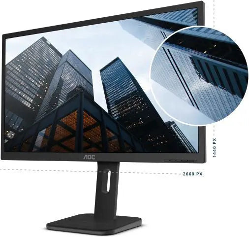 AOC 27' IPS 5ms 2560x1440 Business Monitor w/HAS - DP/HDMI/DVI/VGA, Speaker, VESA 100mm Height Adjustable Stand AOC