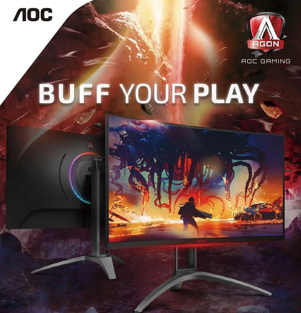 AOC 31.5' AGON 2560x1440 QHD VA 1ms,144Hz 550nits Curved 1500R, Free-Sync 2, HDR 400, USB 3.2 Gen1Ã— 4, Speakers & HAS AOC