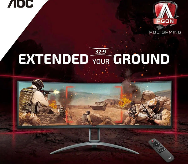AOC 49' AGON Curved 1800R, DQHD 5K 5120 x 1440, VA, Freesync 2, HDR400, 120Hz,1ms, 2H, 2DP, USB-C, Speaker, HAS, Top of Line Gaming Monitor AOC