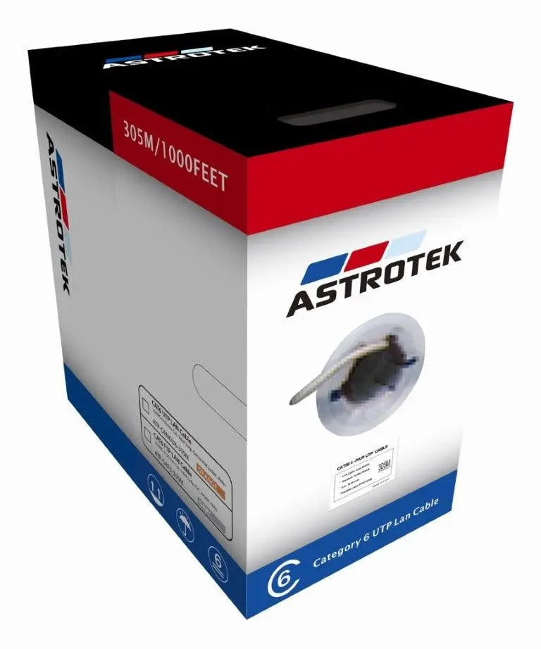 ASTROTEK CAT6 FTP Cable 305m Roll - Grey White Full 0.55mm Copper Solid Wire Ethernet LAN Network 23AWG 0.55cu Solid 2x4p PVC Jacket ASTROTEK