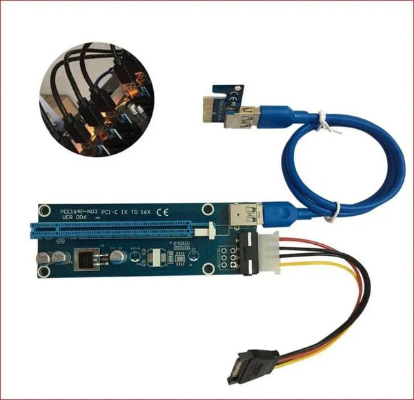 ASTROTEK PCI-E PCI Express 1x to 16x Adapter Riser Card Extension Power USB 3.0 Internal Cable - for mining / BTC / ETH crypto server 008 Version ASTROTEK