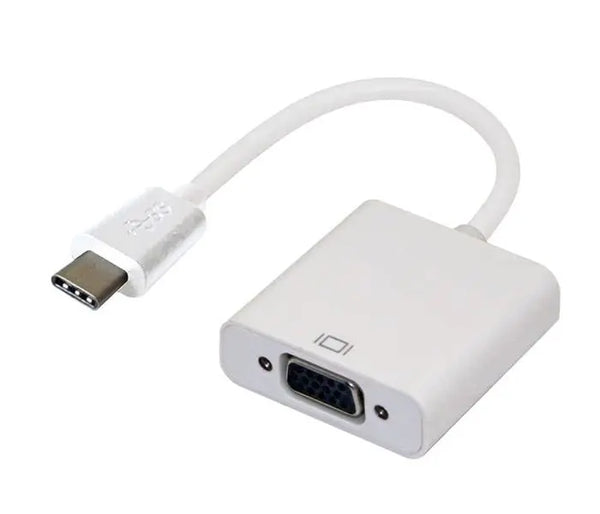 ASTROTEK Thunderbolt USB 3.1 Type C (USB-C) to VGA Adapter Converter Male to Female for Apple Macbook Chromebook Pixel White ASTROTEK
