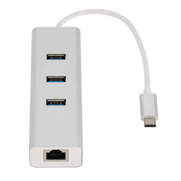 ASTROTEK USB-C Type-C to LAN + 3 Ports USB3.0 Hub Gigabit RJ45 Ethernet Network Adapter Converter Cable 15cm for Apple New Macbook/ChromeBook Pixel/ O ASTROTEK