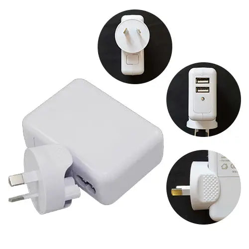ASTROTEK USB Travel Wall Charger AU Power Adapter Plug 5V 2.1A 100V-240V 2 Ports White Colour for iPhone Samsung Smartphones & USB Devices ~CBAT-USB-P ASTROTEK