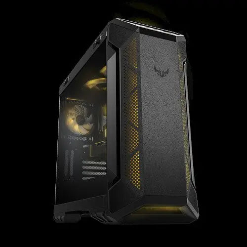 ASUS GT501 TUF GAMING CASE Grey ATX Mid Tower Case With Handle, Supports EATX, Tempered Glass Panel, 4 Pre-Installed Fans 3x120mm RBG 1x140mm PWN ASUS