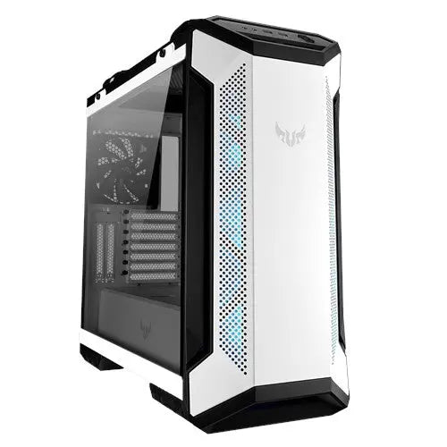 ASUS GT501 TUF GAMING CASE White ATX Mid Tower Case With Handle, Supports EATX, Tempered Glass Panel, 4 Pre-Installed Fans 3x120mm RBG 1x140mm PWN ASUS