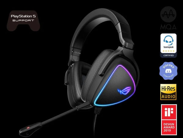 ASUS ROG Delta S Lightweight USB-C Gaming Headset with AI noise-canceling mic, MQA rendering technology, RGB lighting, PC, Switch & PS5 ASUS