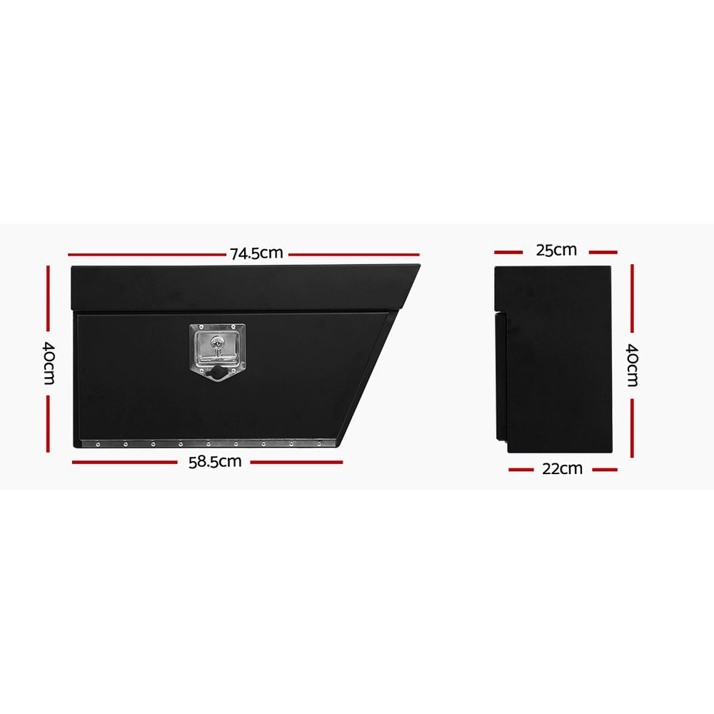 Giantz Black Under Tray Tool Box Pair Set Ute Steel Toolbox Trailer Underbody Deals499