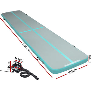 Everfit GoFun 5X1M Inflatable Air Track Mat with Pump Tumbling Gymnastics Green Deals499