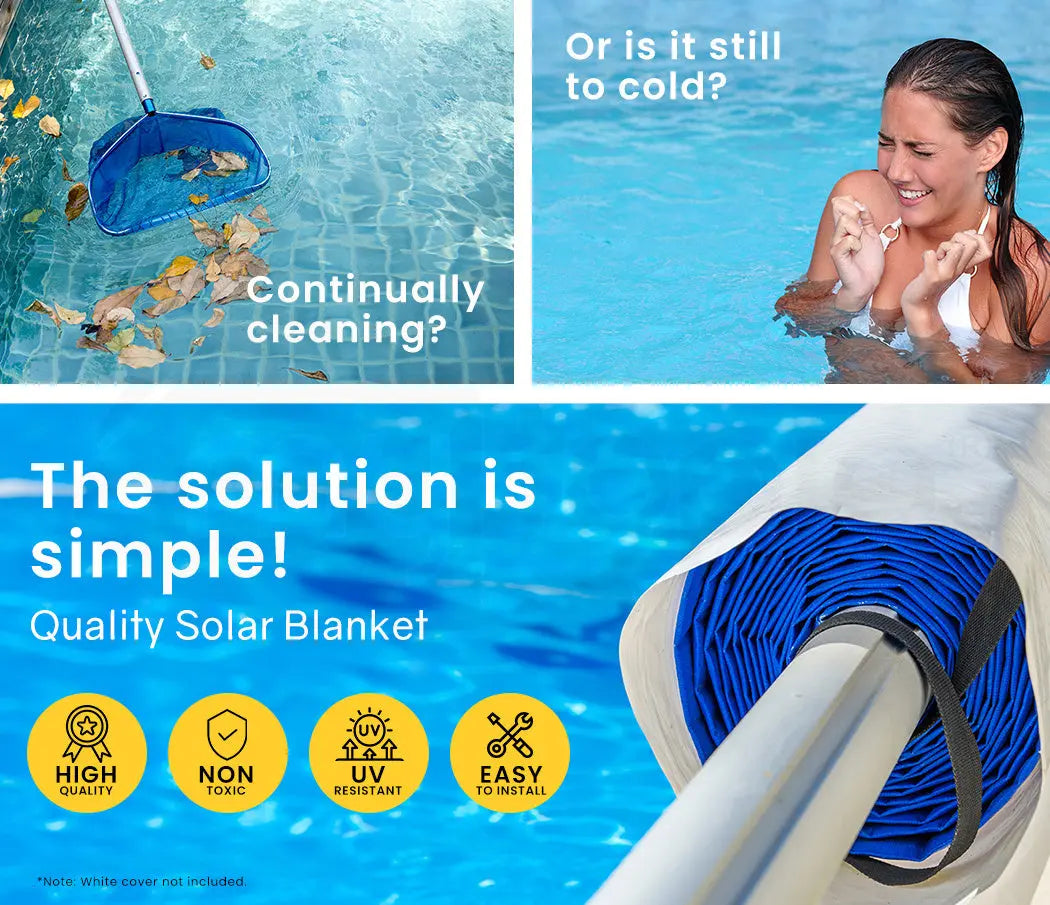 AURELAQUA Solar Swimming Pool Cover 400 Micron Heater Bubble Blanket 11x6.2m from Deals499 at Deals499