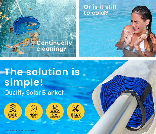 AURELAQUA Solar Swimming Pool Cover 400 Micron Heater Bubble Blanket 11x6.2m from Deals499 at Deals499