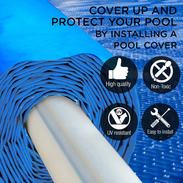 AURELAQUA Solar Swimming Pool Cover 400 Micron Heater Bubble Blanket 9.5x5m from Deals499 at Deals499