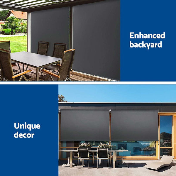 Set of 2 Instahut Outdoor Blinds Roll Down Awning Straight Drop Patio 2.4X2.5M Deals499