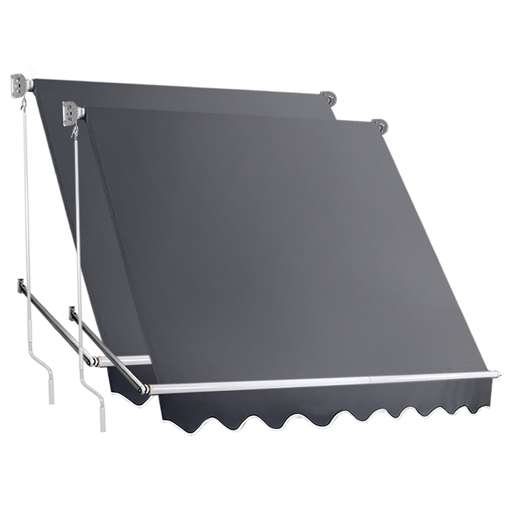 Set of 2 Instahut Fixed Pivot Arm Window Awning Outdoor Blinds 2.4X2.1M Deals499