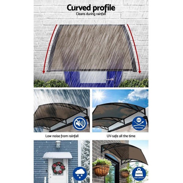 Instahut Window Door Awning Door Canopy Patio UV Sun Shield 1mx4m DIY BR Deals499