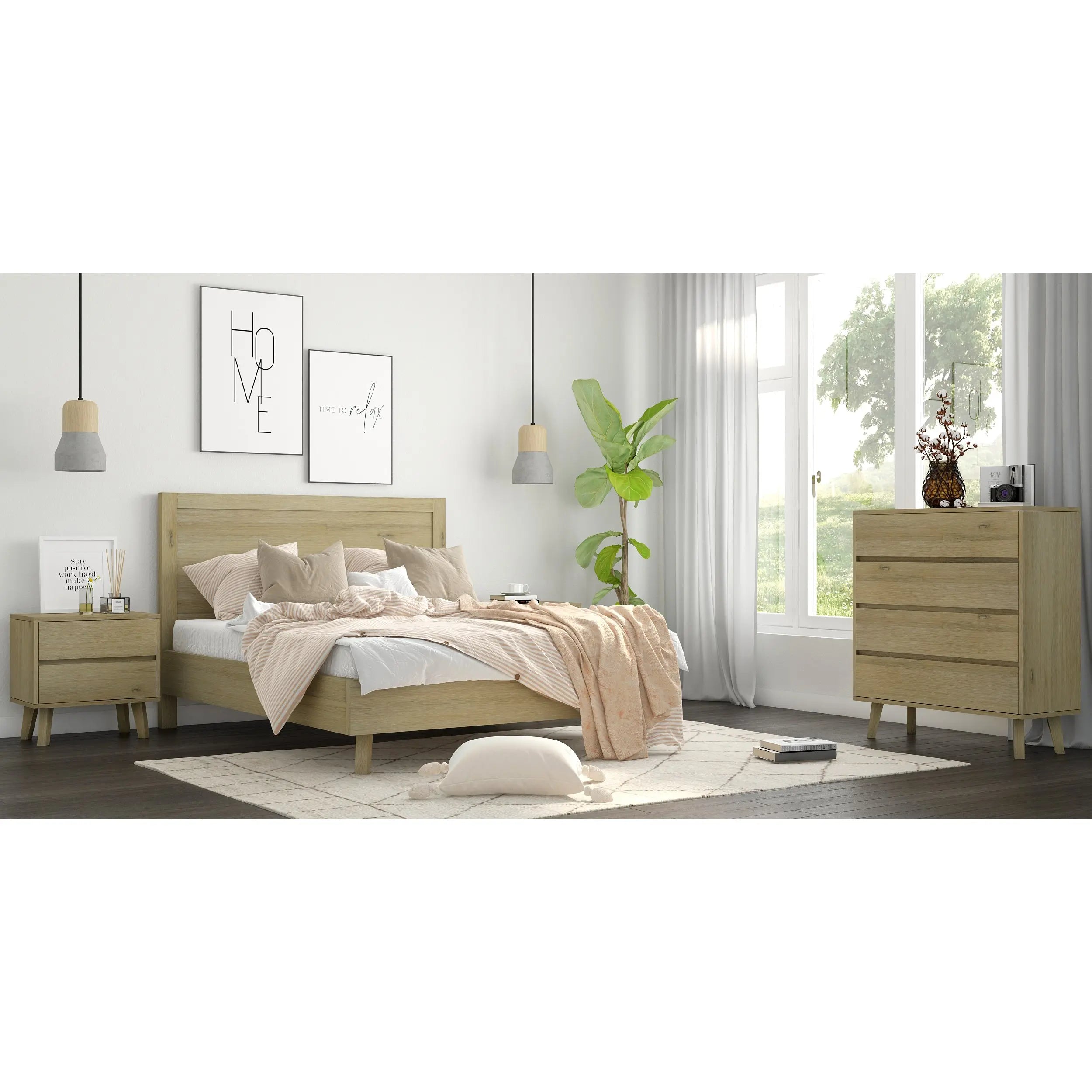 Abelia Bedside Nightstand 2 Drawers Storage Cabinet Shelf Side End Table - Brushed Smoke Deals499