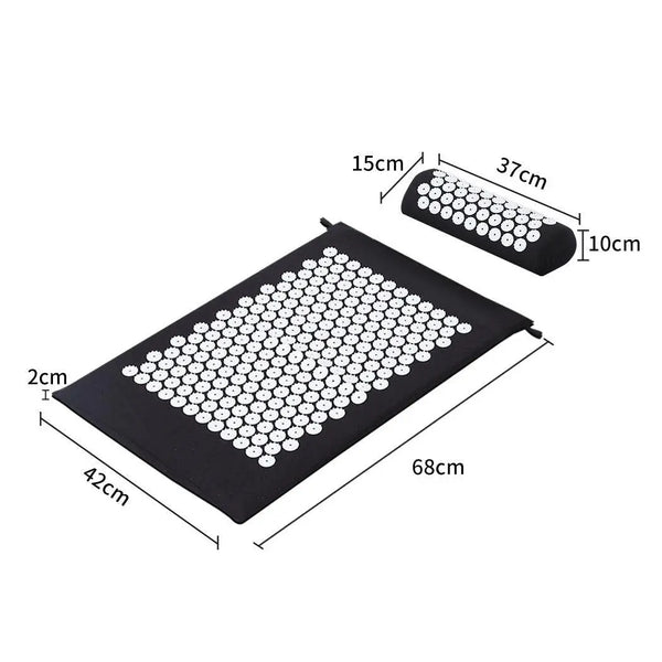 Acupressure Mat Yoga Massage Shakti Sit Lying Pain Stress Relax Black 68 x 42cm Deals499