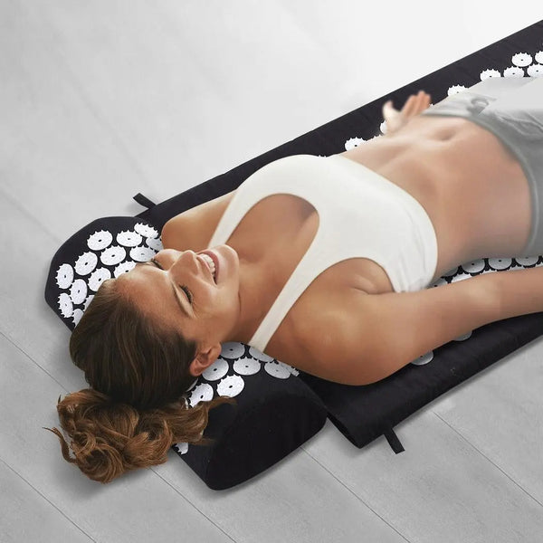 Acupressure Mat Yoga Massage Shakti Sit Lying Pain Stress Relax Black 68 x 42cm Deals499