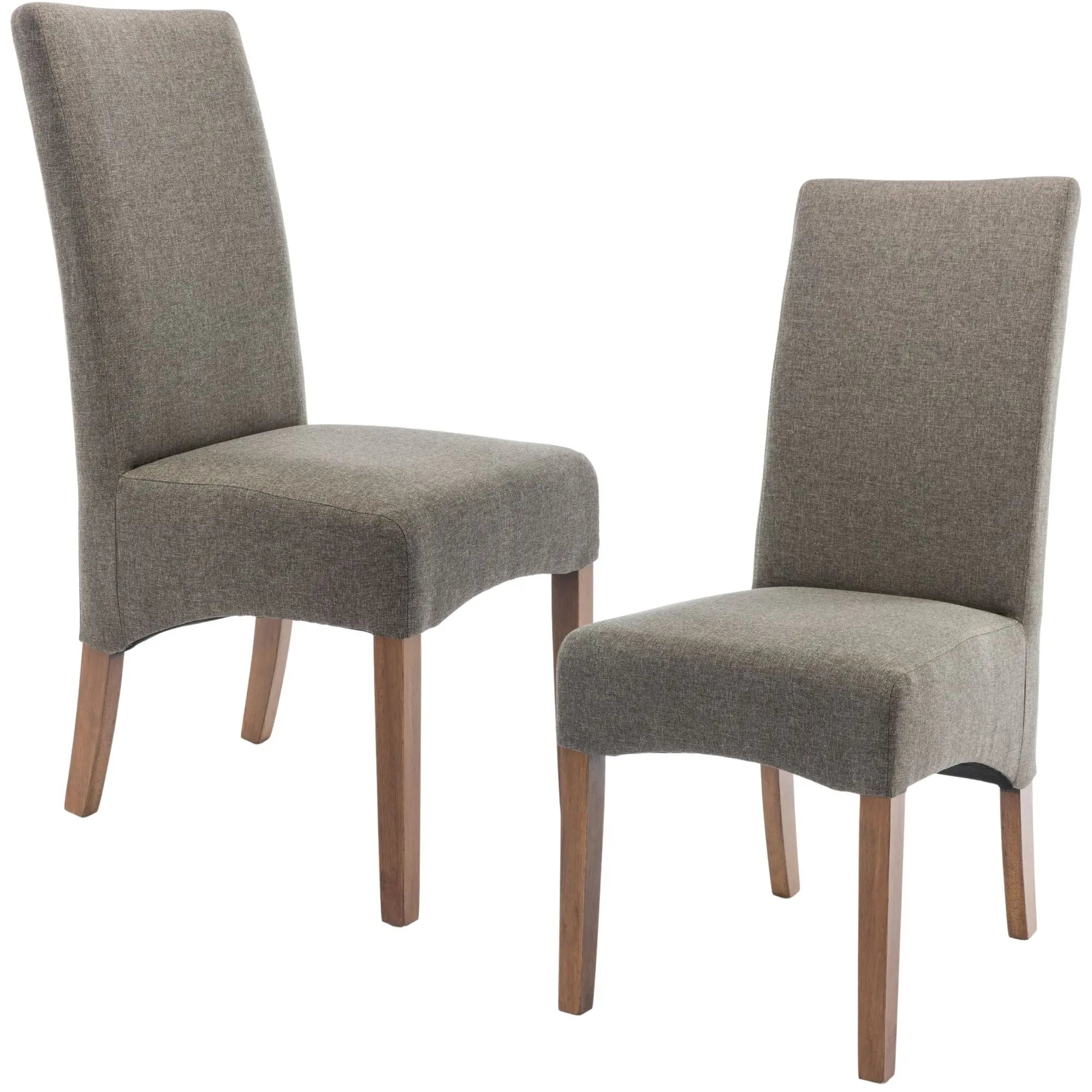 Aksa Fabric Upholstered Dining Chair Set of 2 Solid Pine Wood Furniture - Grey Deals499