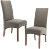 Aksa Fabric Upholstered Dining Chair Set of 2 Solid Pine Wood Furniture - Grey Deals499