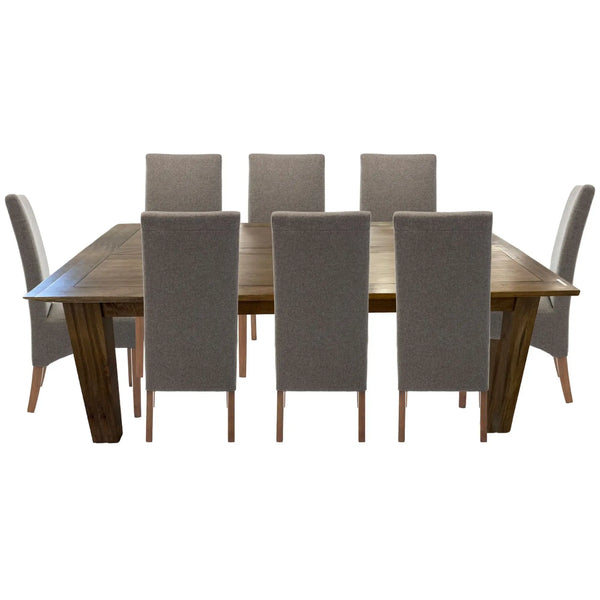 Aksa Fabric Upholstered Dining Chair Set of 4 Solid Pine Wood Furniture - Grey Deals499