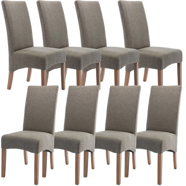 Aksa Fabric Upholstered Dining Chair Set of 8 Solid Pine Wood Furniture - Grey Deals499