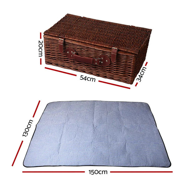 Alfresco 4 Person Picnic Basket Handle Baskets Outdoor Insulated Blanket Deals499