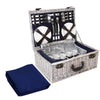 Alfresco 6 Person Picnic Basket Set Cooler Bag Wicker PU Fastening Straps Plates Deals499