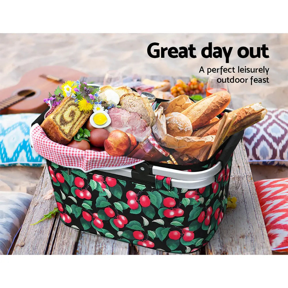 Alfresco Picnic Bag Basket Folding Large Hamper Camping Hiking Insulated Deals499