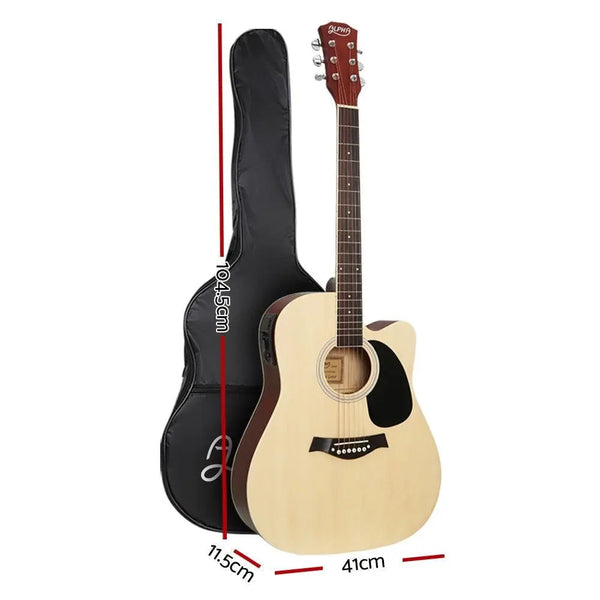 Alpha 41" Inch Electric Acoustic Guitar Wooden Classical EQ With Pickup Bass Natural Deals499