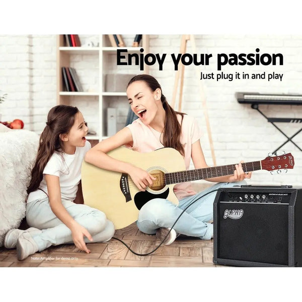 Alpha 41" Inch Electric Acoustic Guitar Wooden Classical EQ With Pickup Bass Natural Deals499