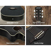 Alpha 41" Inch Electric Acoustic Guitar Wooden Classical Full Size EQ Capo Black Deals499