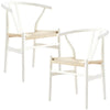 Anemone  Set of 2 Wishbone Dining Chair Beech Timber Replica Hans Wenger - White Deals499