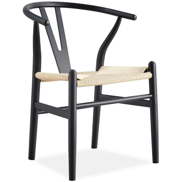 Anemone  Set of 4 Wishbone Dining Chair Beech Timber Replica Hans Wenger - Black Deals499
