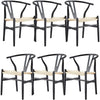 Anemone  Set of 6 Wishbone Dining Chair Beech Timber Replica Hans Wenger - Black Deals499